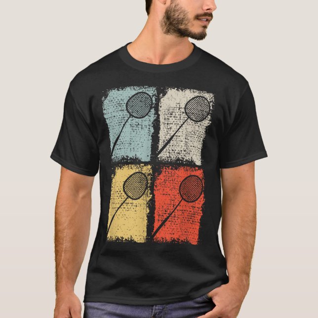 Badmintonracket Retro Badmintonspelare,badminton  T Shirt (Framsida)