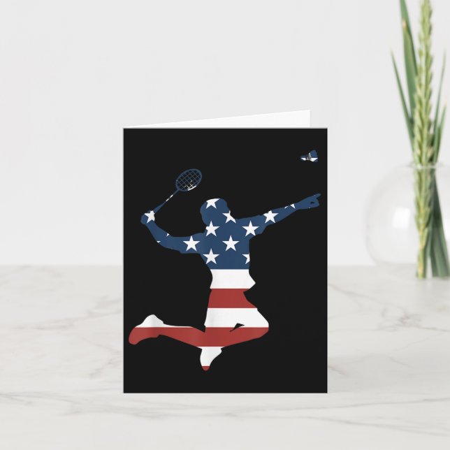 Badmintonspelare Amerikansk flagga kläder Badminto Kort (Framsida)