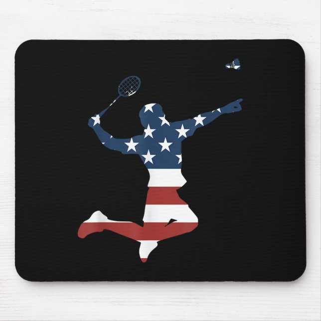 Badmintonspelare Amerikansk flagga Kläder Badminto Musmatta (Framsidan)