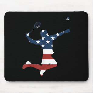 Badmintonspelare Amerikansk Flagga Kläder Badminto Musmatta
