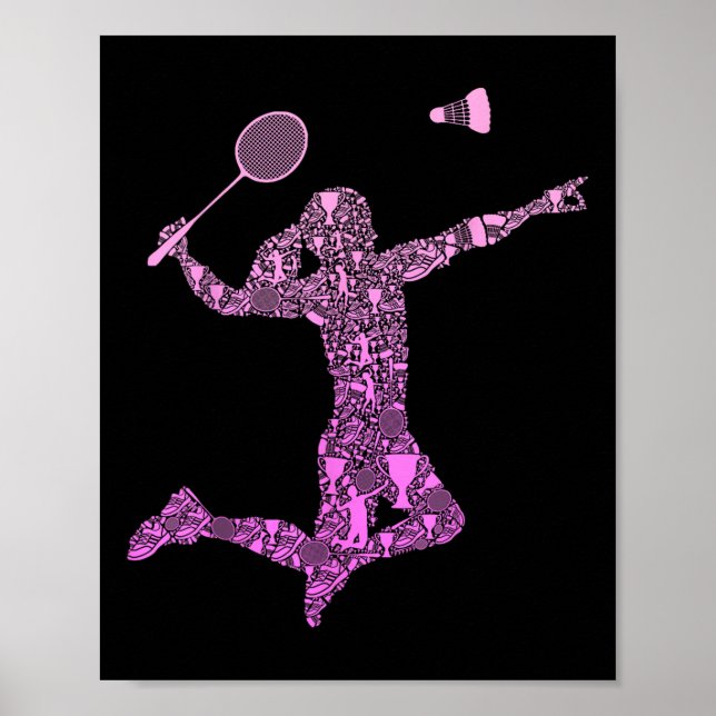 Badmintonspelare Badmintonbollar Flickor Kvinnor  Poster (Framsidan)