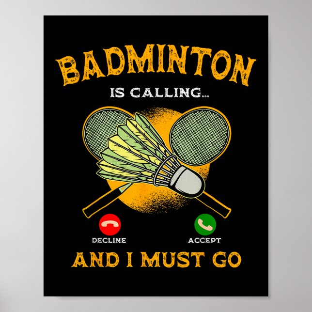 Badmintonspelare Game Racketsälskare Sportman Idro Poster (Framsidan)