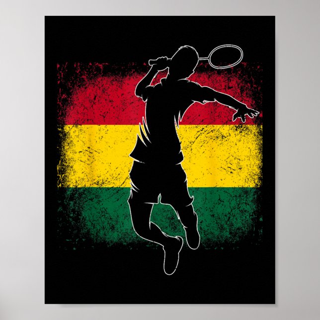 Badmintonspelare Ghanesisk flagga Ghana  Poster (Framsidan)