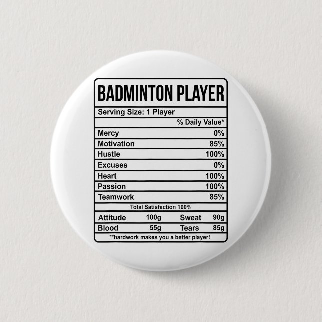 Badmintonspelare Information Och Näringsfakta Knapp (Framsida)