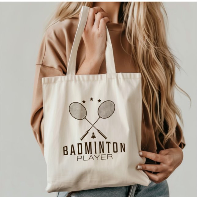 Badmintonspelare med racket minimalistisk tygkasse (Skapare uppladdad)