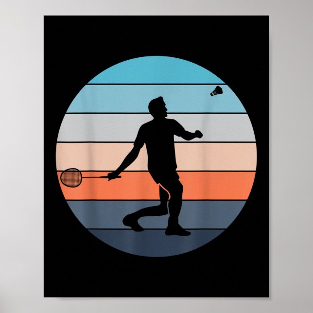 Badmintonspelare Racketsport Shuttle Retro Vinta Poster (Framsidan)