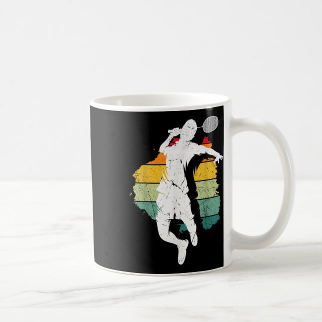 Badmintonspelare Retro Badmintonlag Fågel Fågel Sk Kaffemugg (Höger)