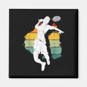 Badmintonspelare Retro Badmintonlag Shuttle Spel Magnet