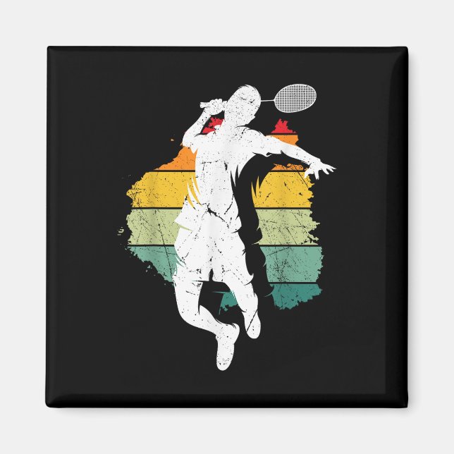 Badmintonspelare Retro Badmintonlag Shuttle Spel Magnet (Framsidan)