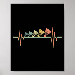 Badmintonspelare Retro Heartbeat - Badminton Sport Poster