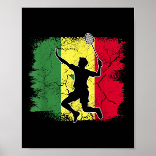Badmintonspelare Senegalesisk flagga Senegal Poster