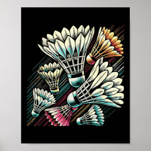 Badmintonspelare Shuttle Livlig Design Poster