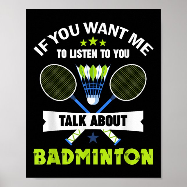 Badmintonspelare Shuttle Pratar Om Badminton  Poster (Framsidan)