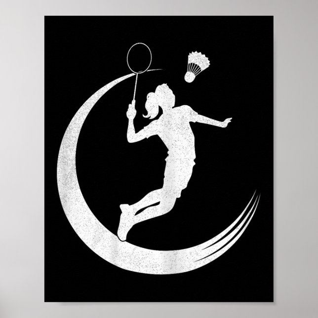 Badmintonspelare Tee Shuttle Flickor Shuttler Roma Poster (Framsidan)