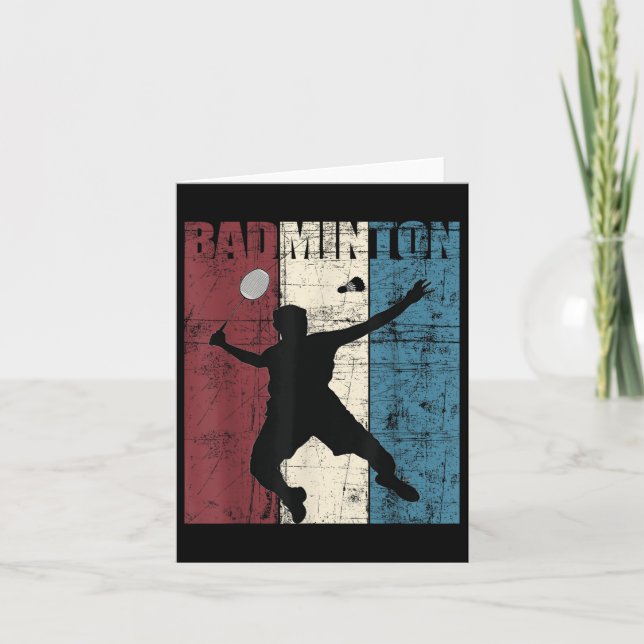 Badmintonspelare Vintage Distressed  Kort (Framsida)