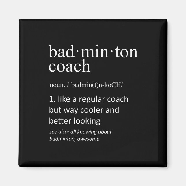 Badmintontränare Rolig ordboksdefinition Tränare Magnet (Framsidan)
