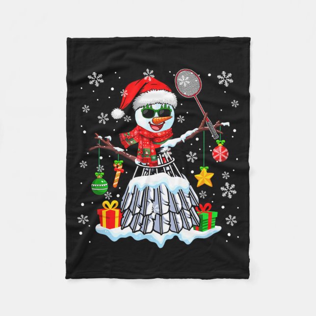 Badmintonutrustning Cosplay Snömannen Sungles Xmas Fleecefilt (Framsidan)