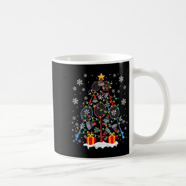 Badmintonutrustning Som Färgglad Julgran Pla Kaffemugg (Höger)