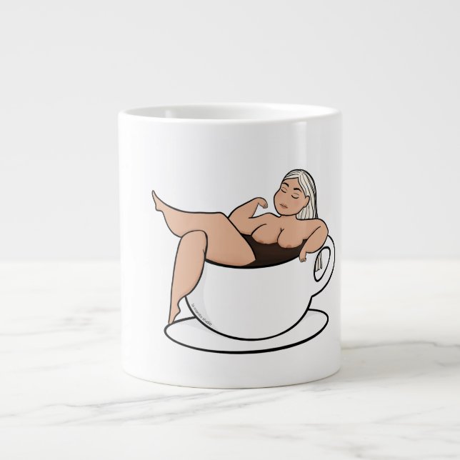 Badning i kaffe - Cute och Curvy mugg Jumbo Mugg (Framsidan)