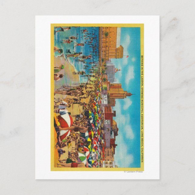 Badning i lagunen, Long Beach Vykort (Framsida)