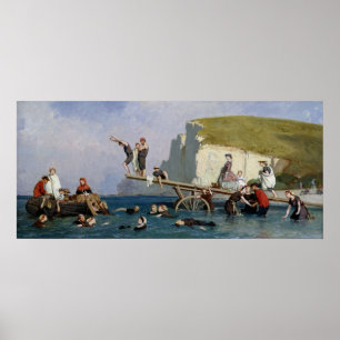 Badning vid Etretat Poster