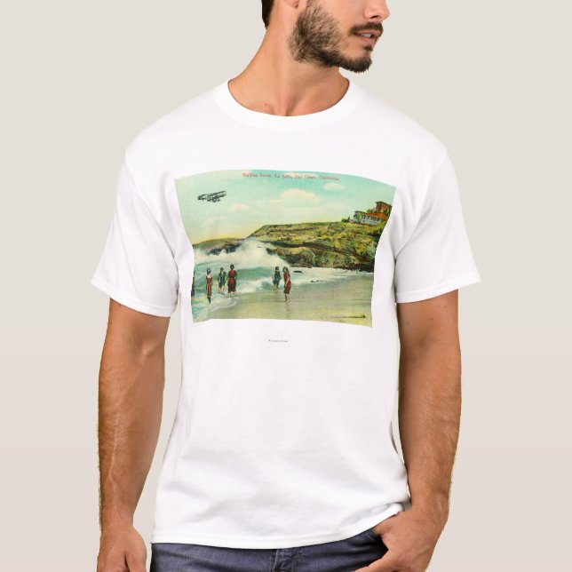 Badningplats på La Jolla BeachSan Diego, CA Tee (Framsida)