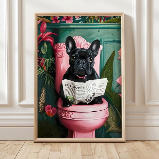Badrum Fransk Bulldog Toaletttryck, Badrum Vägg Poster (Skapare uppladdad)