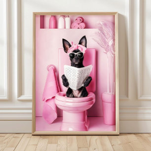 Badrum Mini Pinscher Print Rolig Affisch Rolig Ba