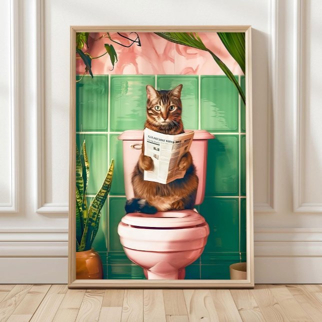 Badrum Tabby Katt Konsttryck, Kittens Affisch, Söt Poster (Skapare uppladdad)