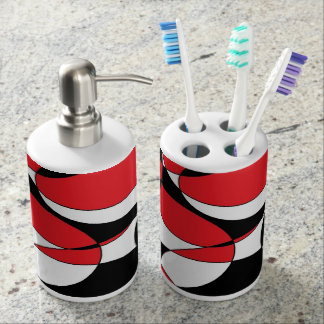 Badrumsuppsättning för svart, vitt och rött badrumsset