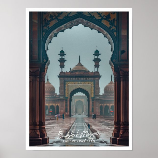 Badshahi Mosque i Lahore Art-berömden ställe Poster (Framsidan)
