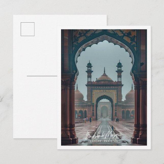 Badshahi Mosque i Lahore Art-berömden ställe Vykort (Fram/baksida)