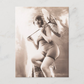 Badskönhet! 1920-års Curvy Flapper-flicka Risque Vykort