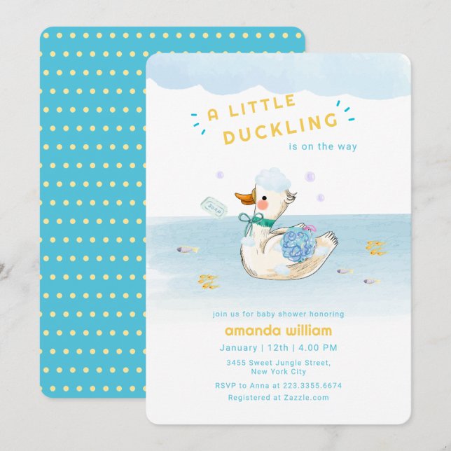 Badtid Liten Ankunge Baby Shower Inbjudningar (Fram/baksida)