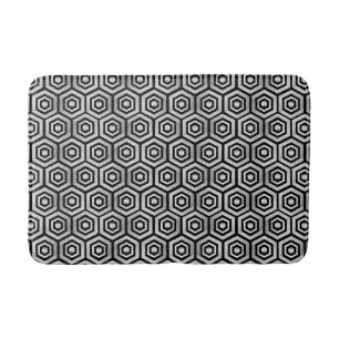 Badvandringsmatta Svart Vit Hexagon Geometriskt Mö Badrumsmatta
