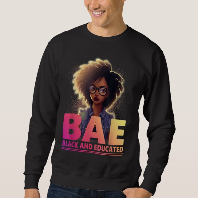 BAE Black and Educated Black History Month Lång Ärmad Tröja (Framsida)