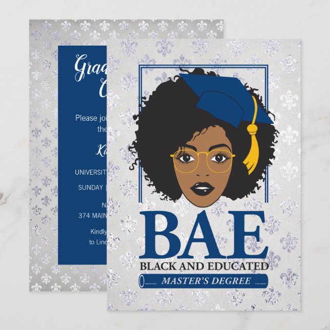 BAE Black and Educated Master's Degree Studenten Inbjudningar (Fram/baksida)