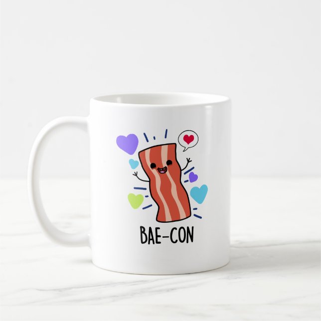 Bae-con Funny Bacon Pun Kaffemugg (Vänster)