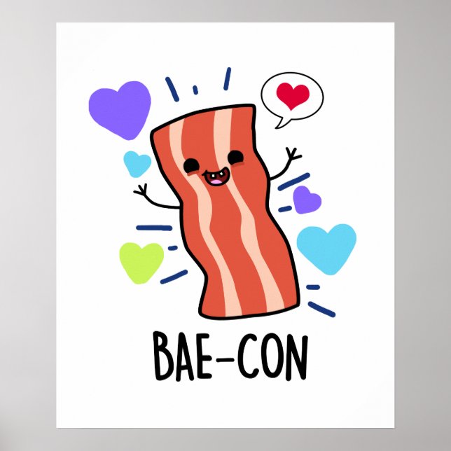 Bae-con Funny Bacon Pun Poster (Framsidan)