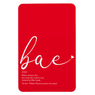 Bae Definition Elegant Script Kärlekshjärta Magnet