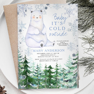 Baer Winter Snöflingor Forest Animal Baby Shower Inbjudningar