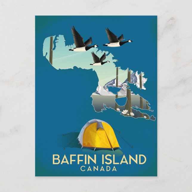 Baffin Island karta Kanada resa affisch Vykort (Framsida)