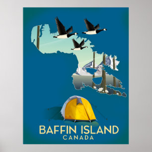 Baffin Östra karta Kanadas reseaffisch Poster