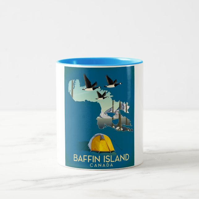Baffinön karta Kanada reseaffisch Två-Tonad Mugg (Center)