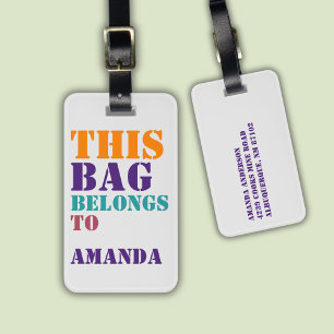 Bag Attention Namn Adress Personlig Colorful Bagagebricka