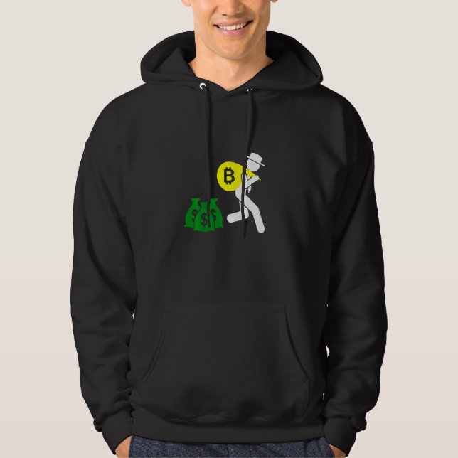 Bag Bitcoin Dollar Money Blockchain Currency Crypt Hoodie (Framsida)