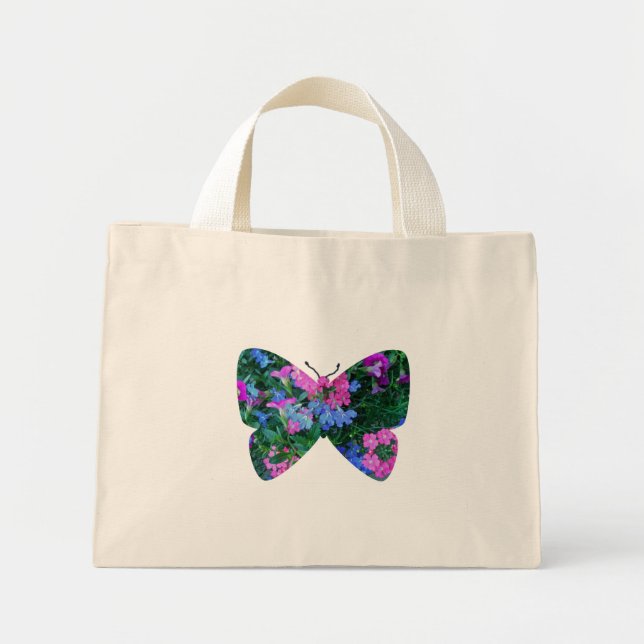 Bag för blandad blomma, fjäril, tote mini tygkasse (Framsidan)