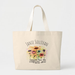 Bag för skriptformat Blommigt Namn stor tote Jumbo Tygkasse