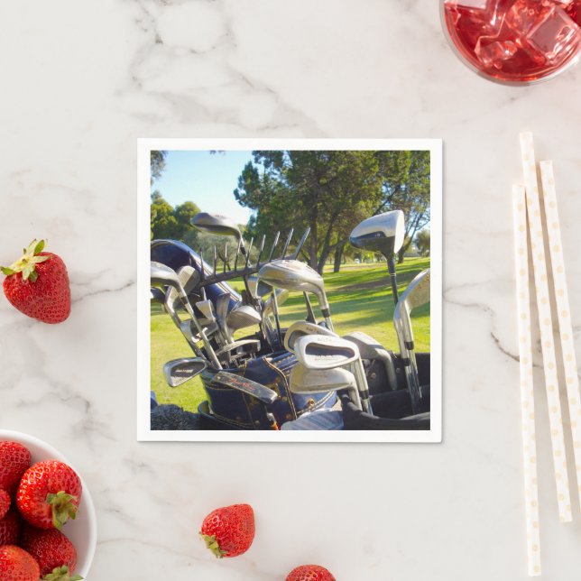 Bag Fullt av Golf-Klubbar, Pappra Party-blöjor Pappersservett (Insitu)