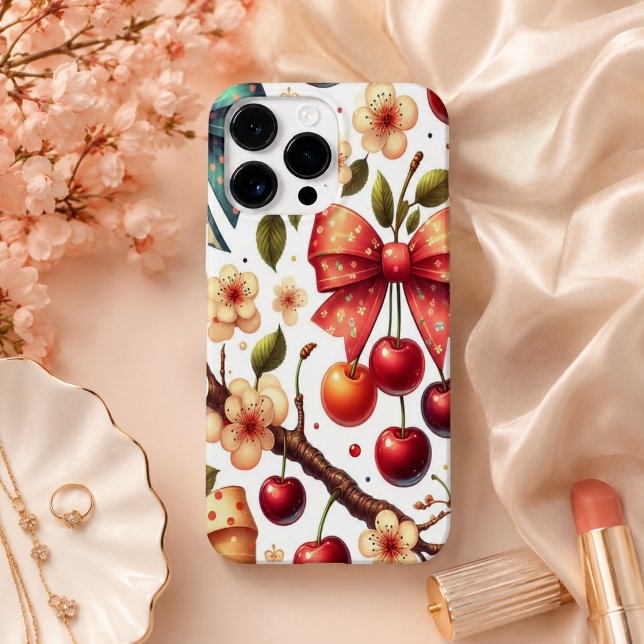 båg och körsbärsmönster  (bow and cherry pattern Case-Mate iPhone case)